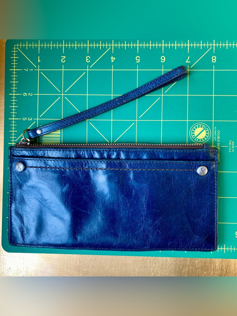 Hobo International LINN Slim Credit Card Wristlet Wallet. Blue Leather - Picture 9 of 13